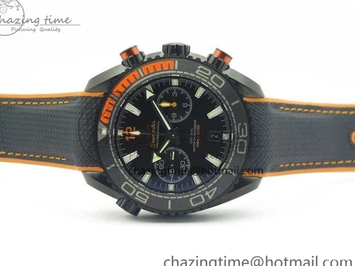 0504 Planet Ocean Master Chronometer Chrono DLC OM 1:1 Best Edition Black Dial On Nylon Strap A Chic 8103